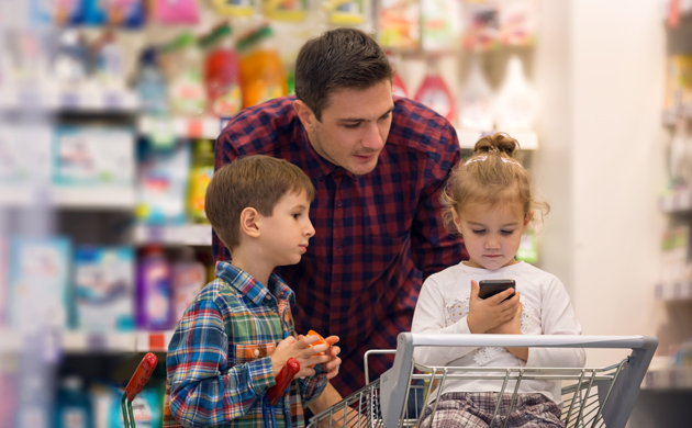 Les courses alimentaires du père de famille